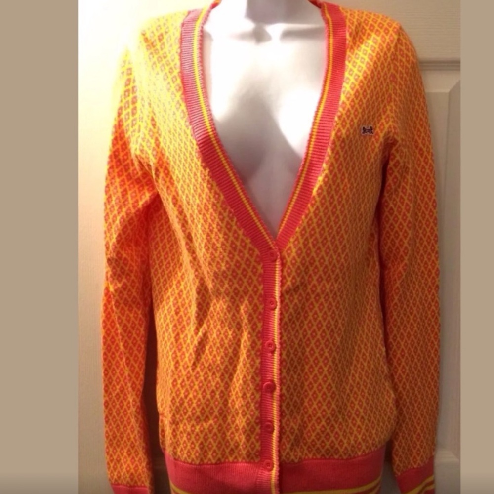 Le Tigre Pink and Yellow Cardigan Size Small